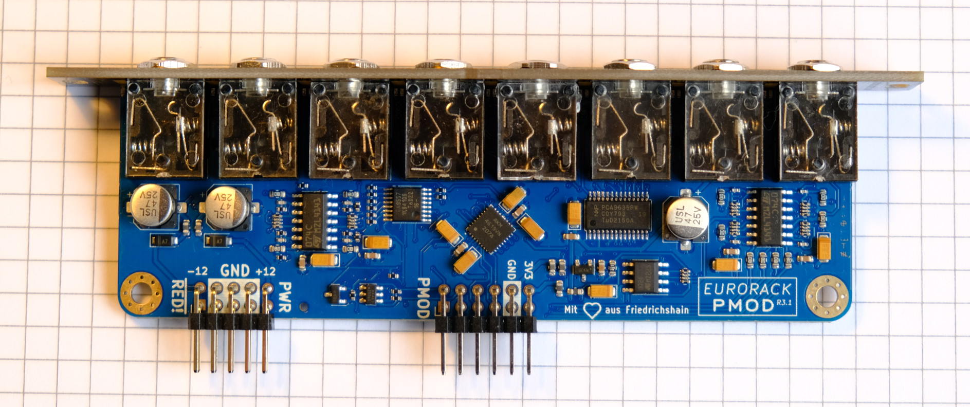 assembled eurorack-pmod module R3.0 (top)