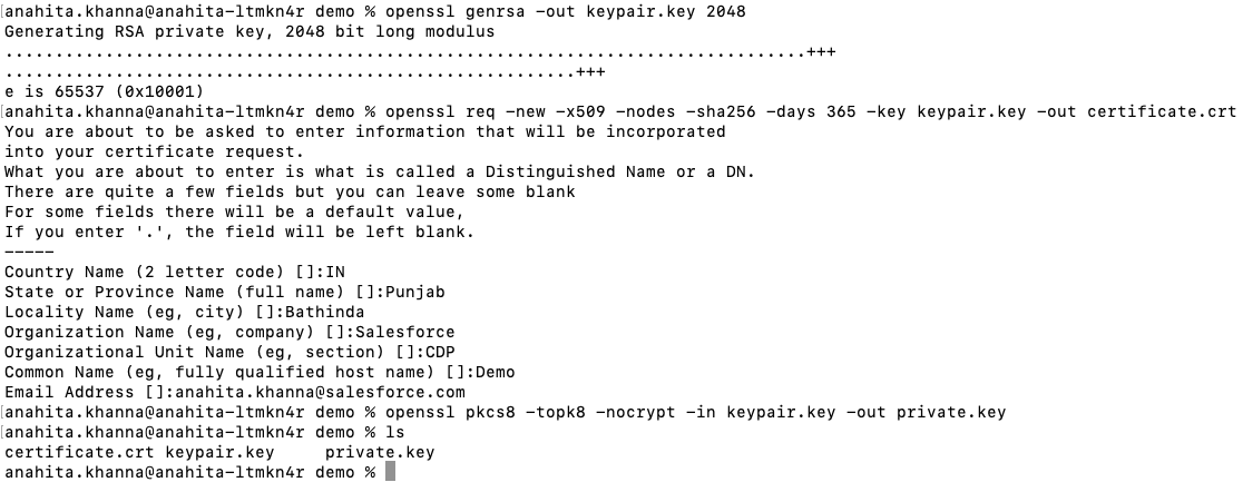 Terminal key generation screenshot