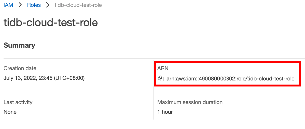 Copy AWS role ARN