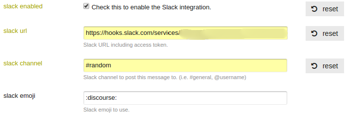 Discourse slack configuration