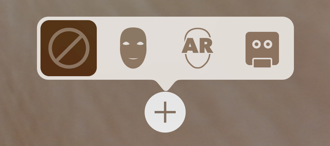 Screenshot of UI for choosing AR face modes