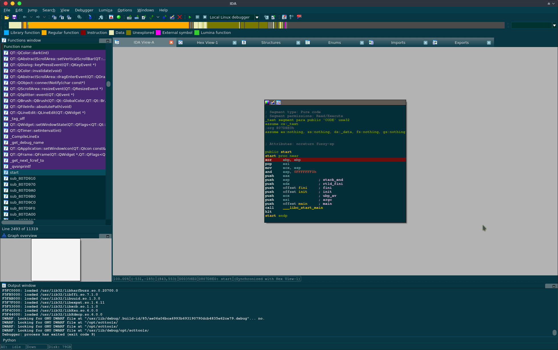 IDA Pro Solarized Theme Linux Screenshot