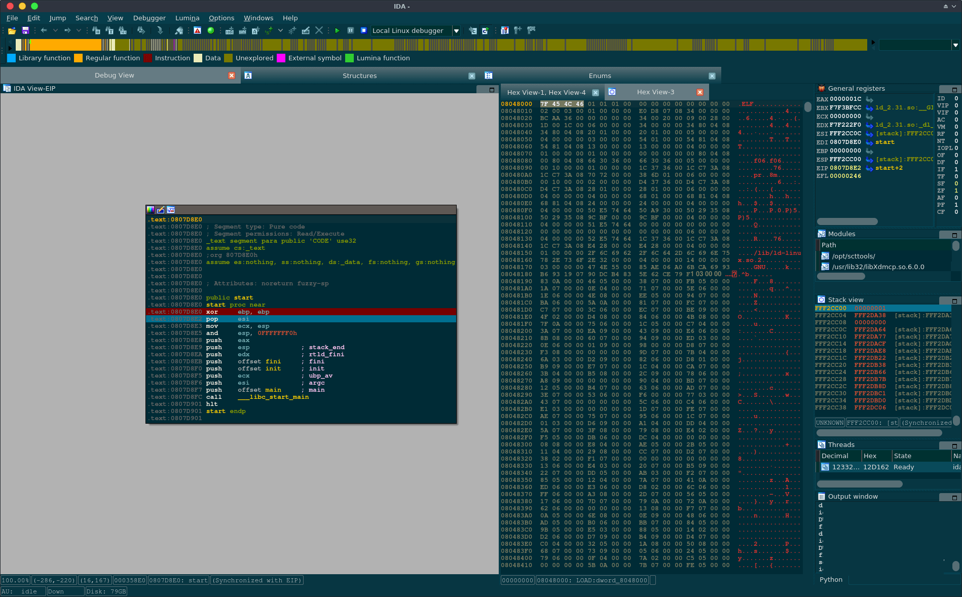 IDA Pro Solarized Theme Linux Screenshot