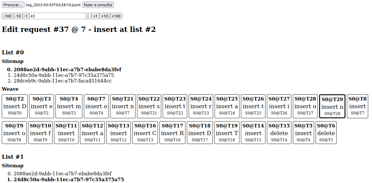 Web interface of CRDT viewer