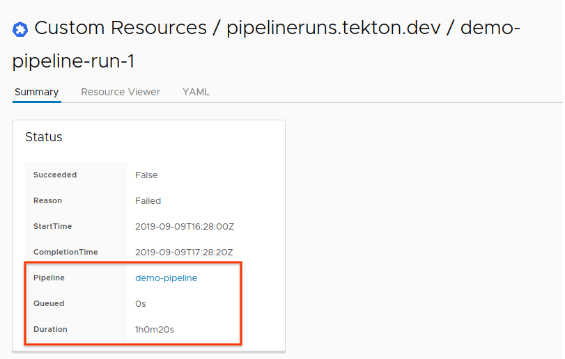 Image of PipelineRun additions