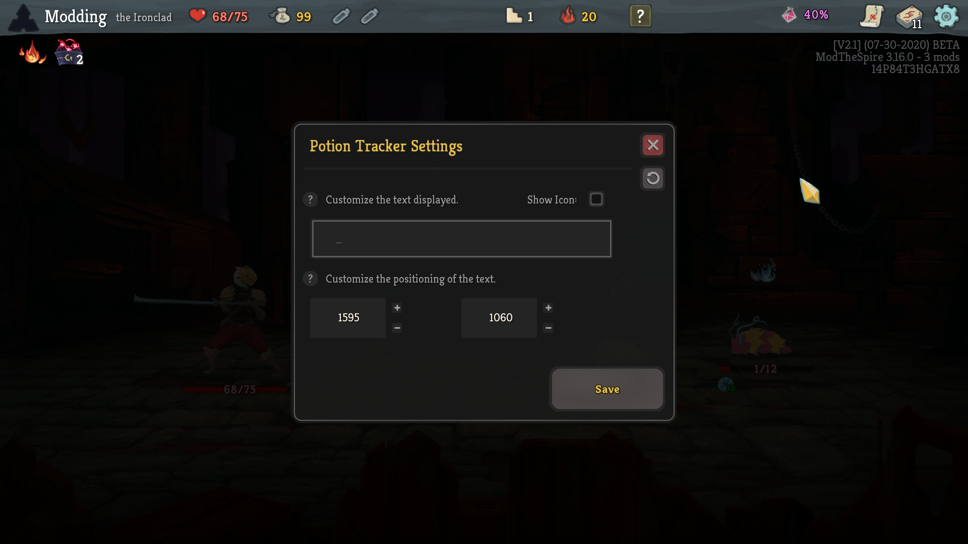 In-Game Potion Text Configuration Menu