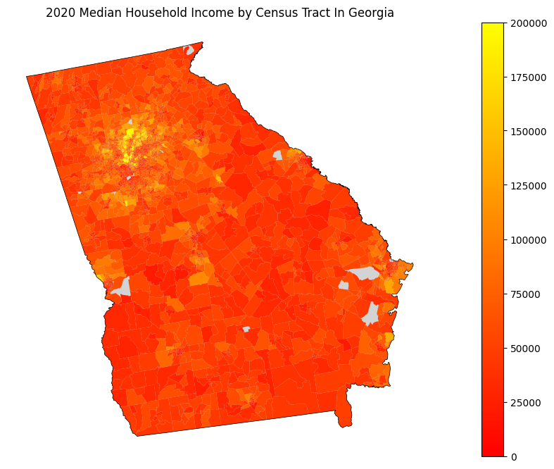 2020 Median Income by County in Georgia