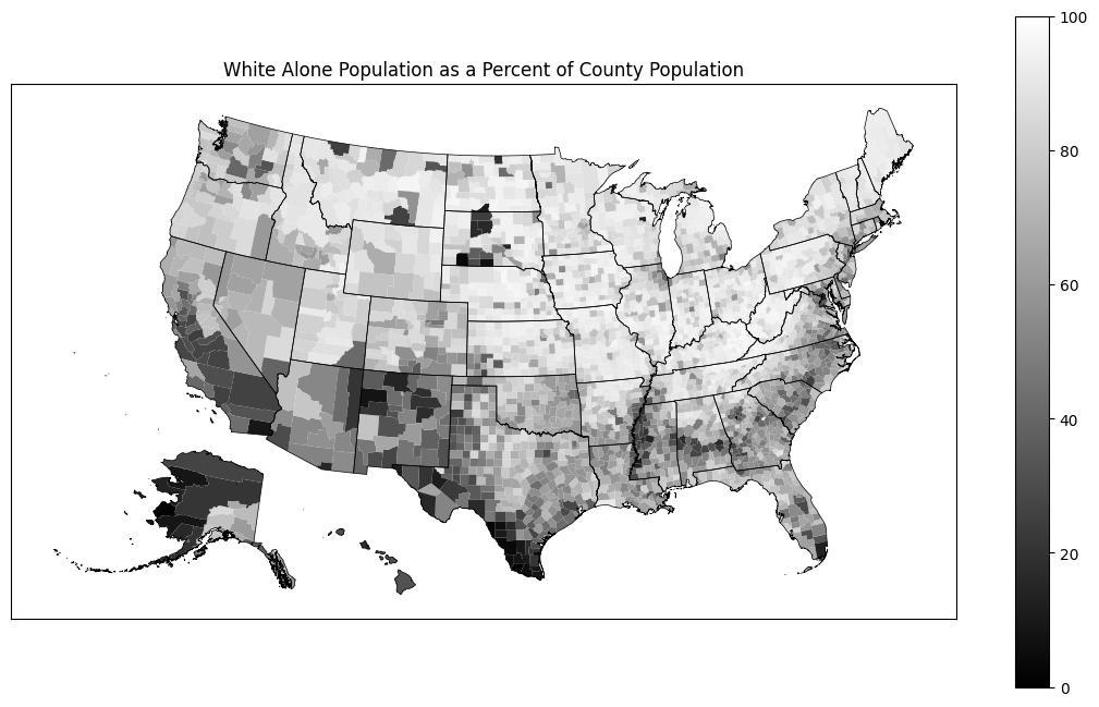 White Alone Population as a Percent of County Population