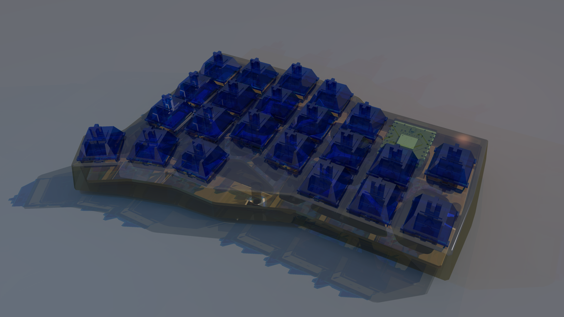 Render of the Shifty Split keyboard