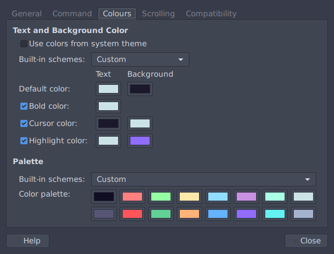 GNOME Terminal Color Profile Panel