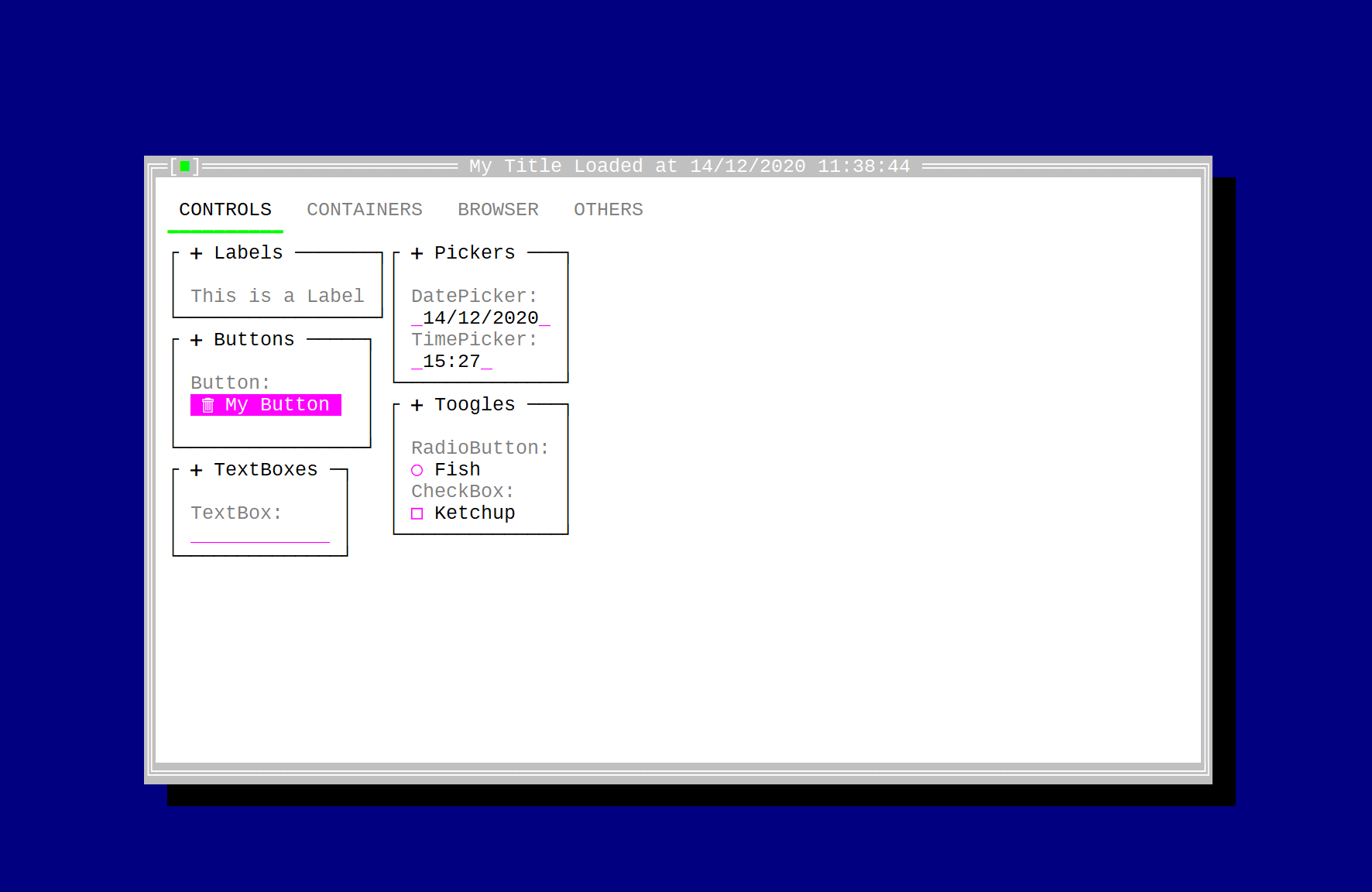 Material Design console sample