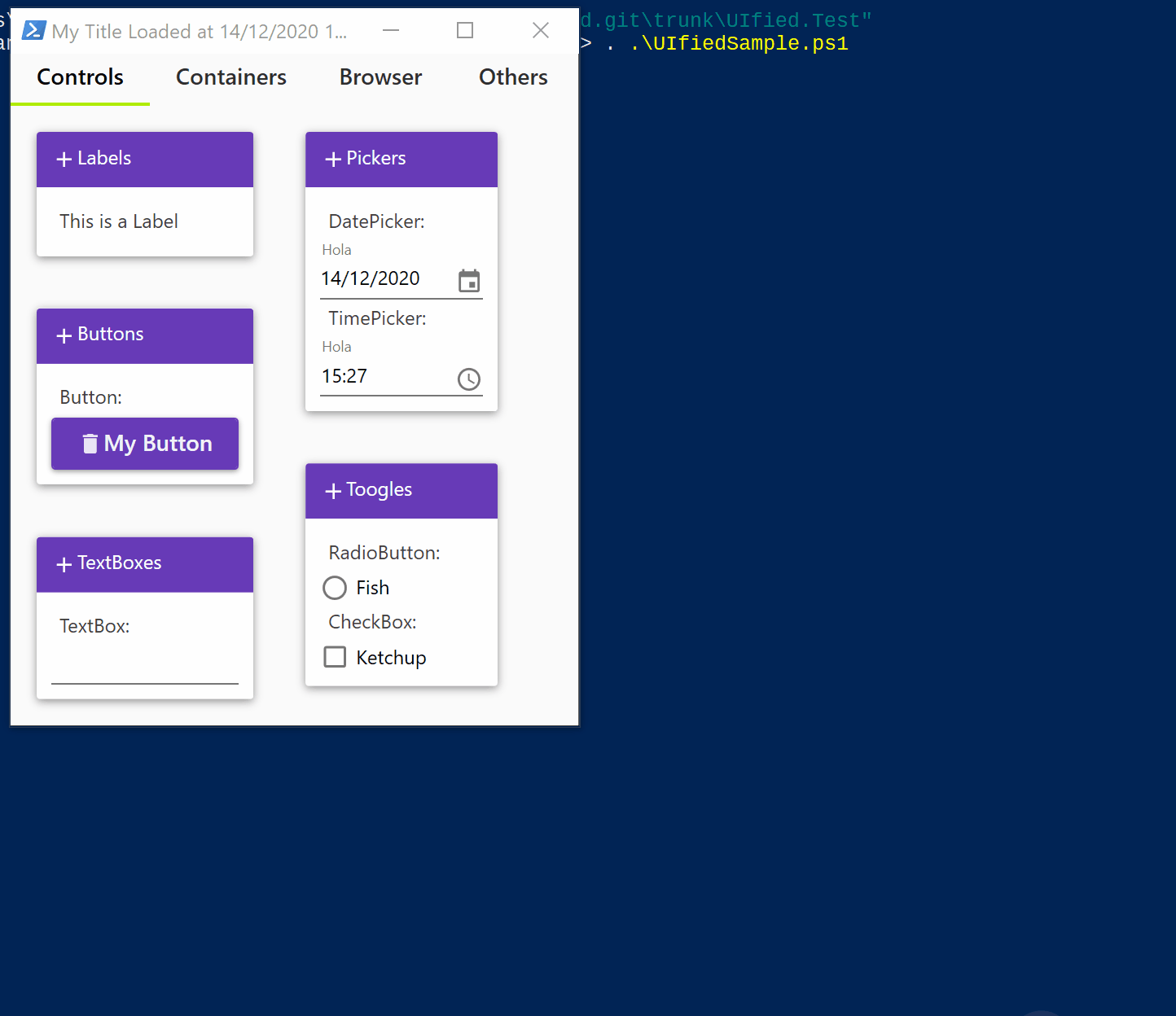 Material Design windows sample