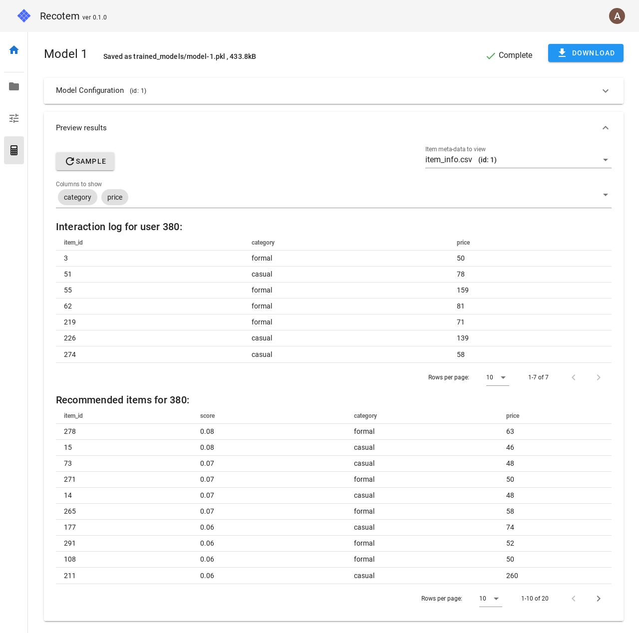 Sample usage of recotem