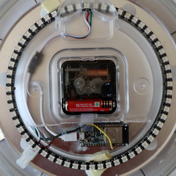 Internals of Forward facing glass clock with LED circle