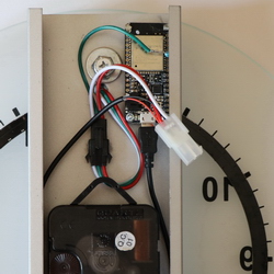 Internals of Backward facing glass clock with LED circle