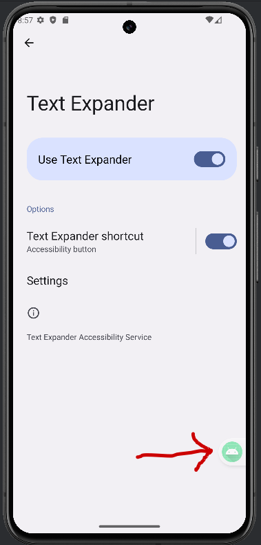 TextExpander Accessibility Shortcut