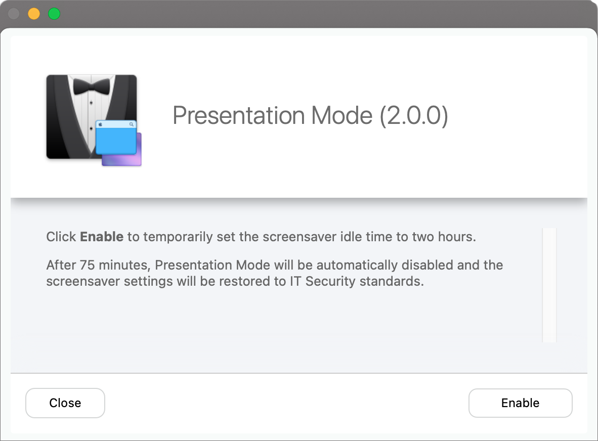 Presentation Mode (2.0.0) Self Service Policy