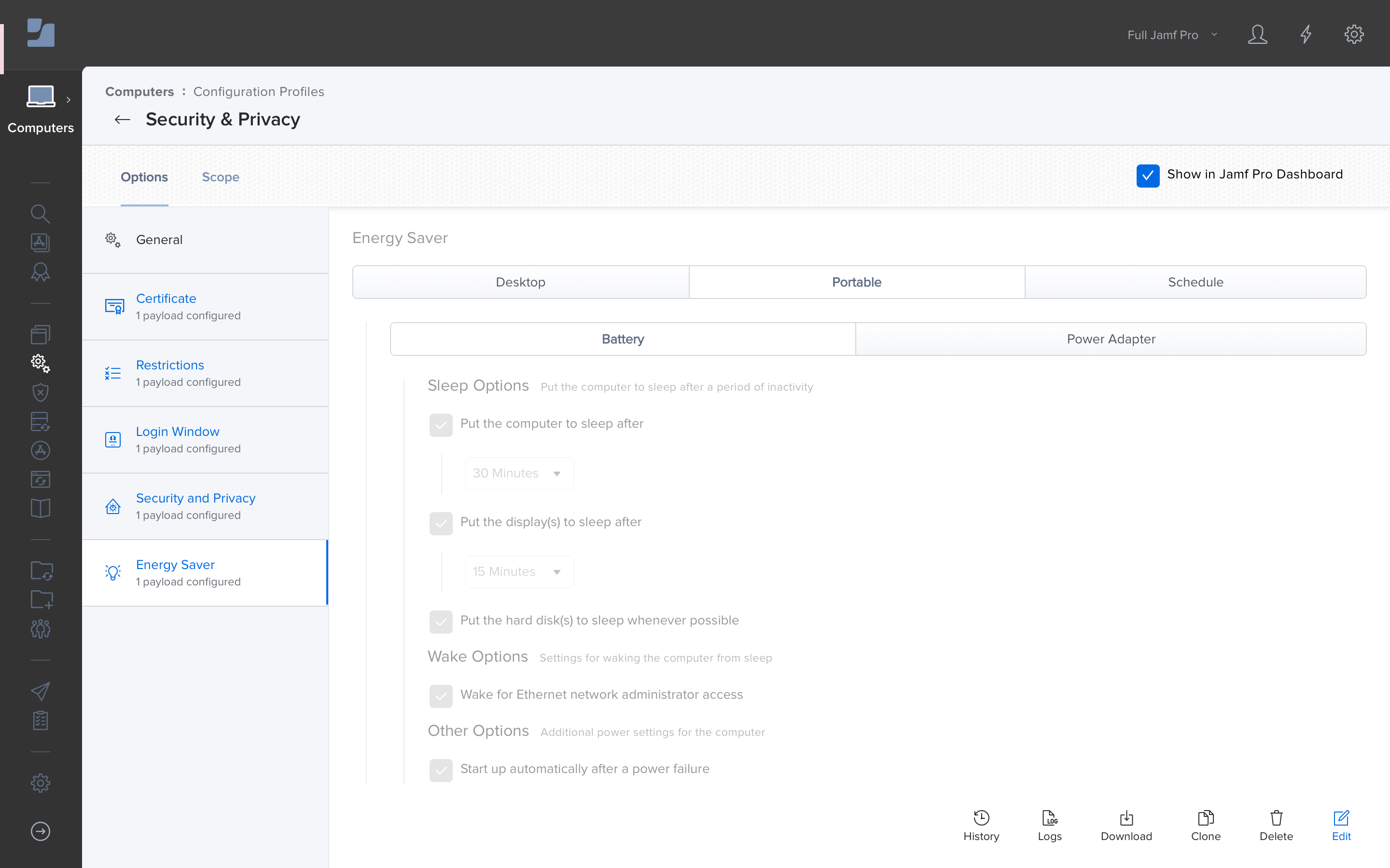 Security & Privacy Configuration Profile