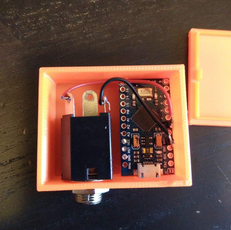 Photo of a prototype enclosure 3D printed and wired