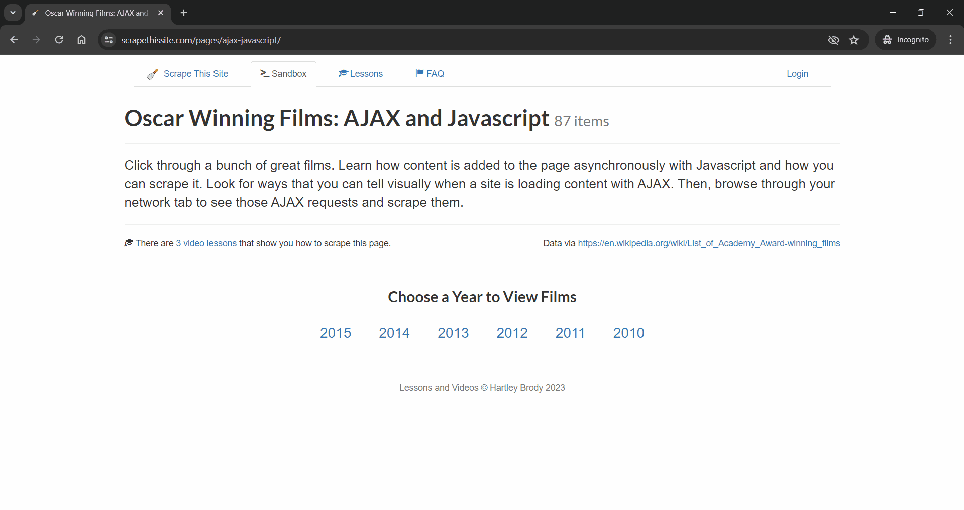 Oscar Winning Films: AJAX and Javascript