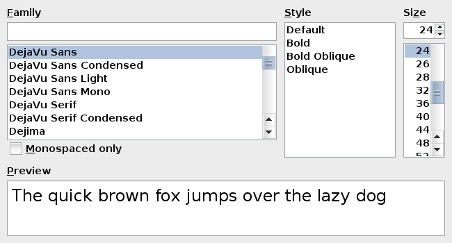 Font Choooser (aerolookandfeel)