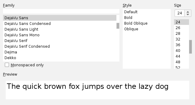 Font Choooser (darklaf)