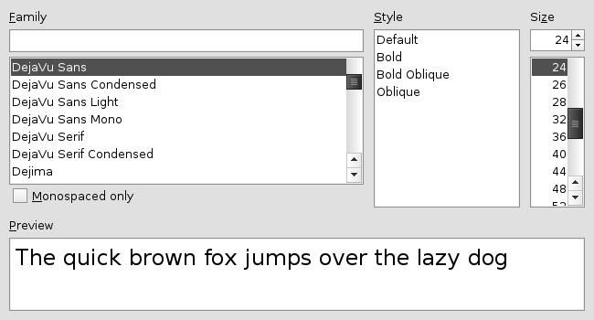 Font Choooser (graphitelookandfeel)