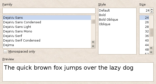 Font Choooser (texturelookandfeel)