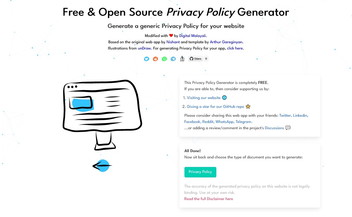 Free & Open Source Privacy Policy Generator