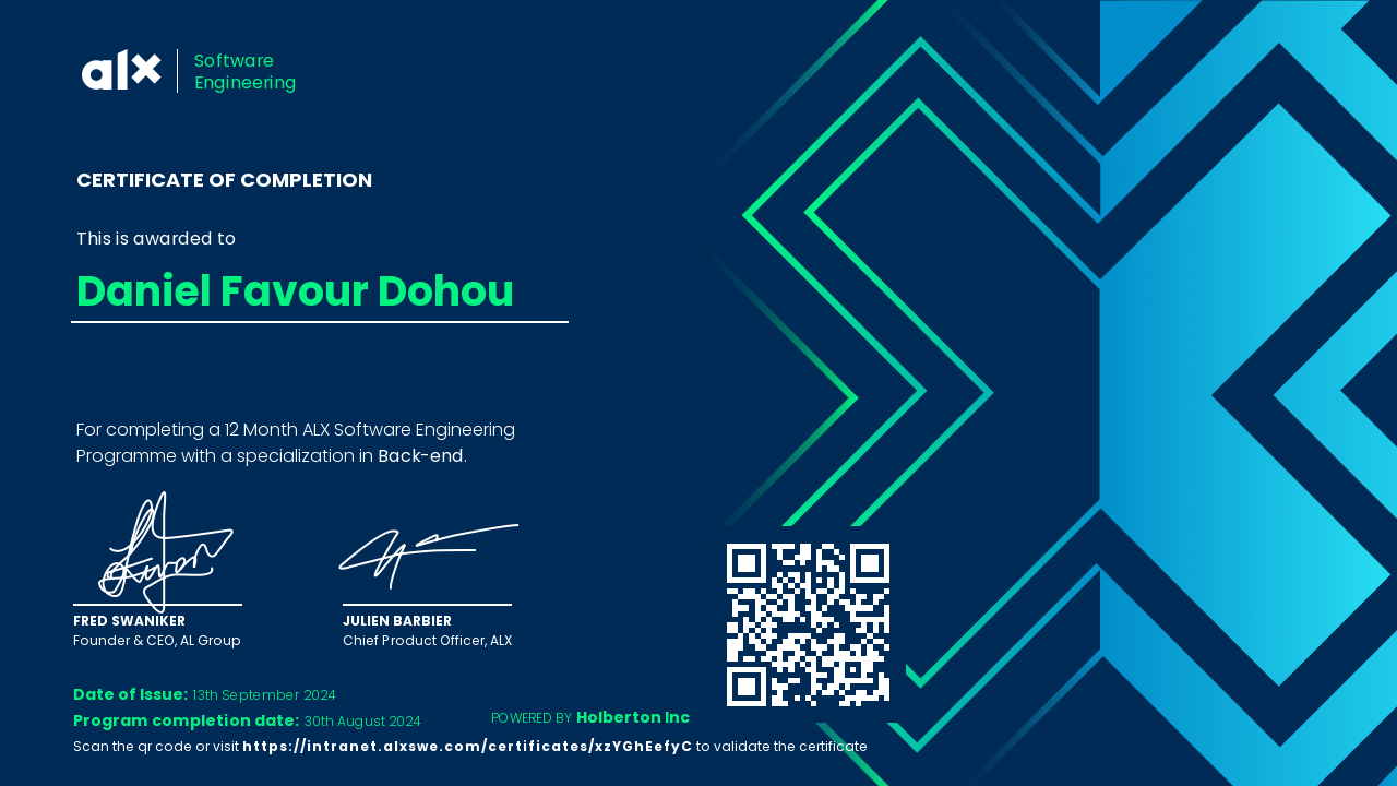 Dohou Daniel Favour - ALX SE Certificate