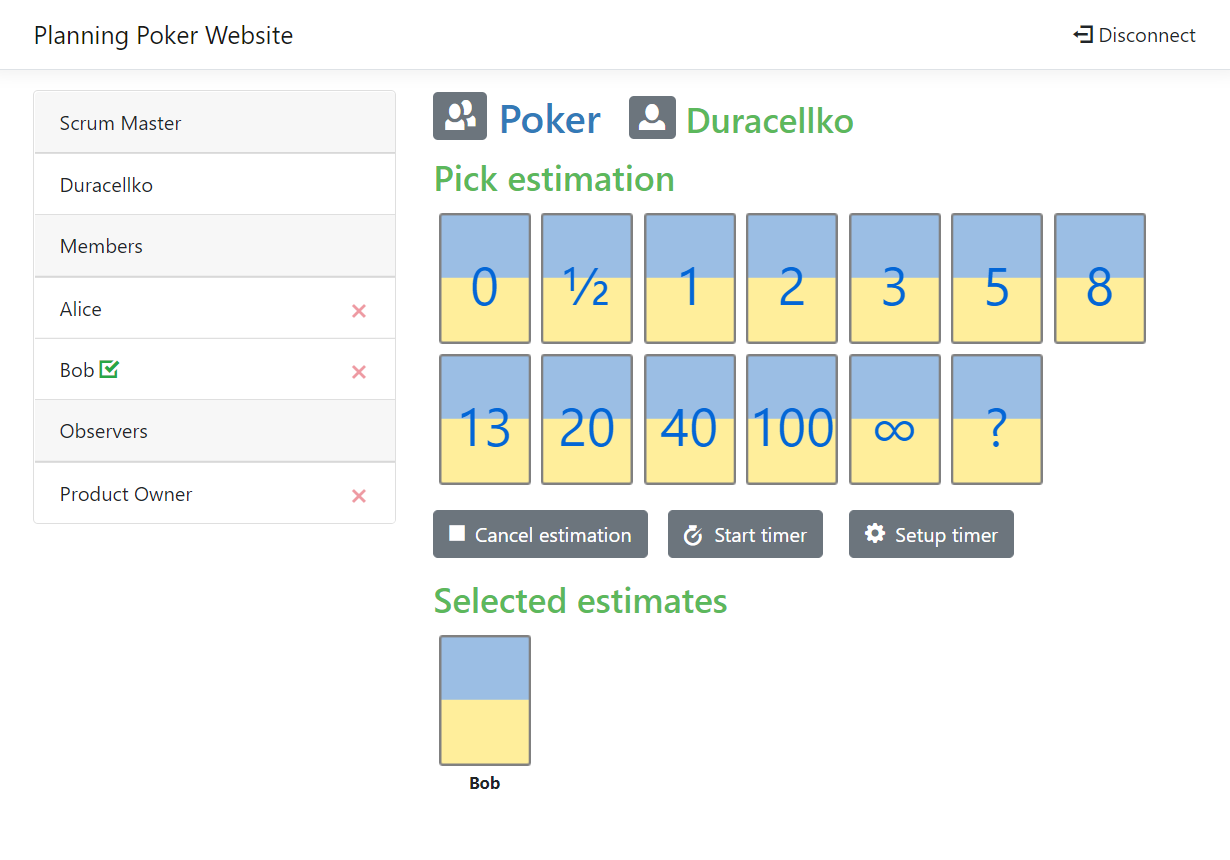 Planning Poker screenshot