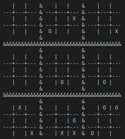 Part of the game between MCTS players on a board with 2 levels