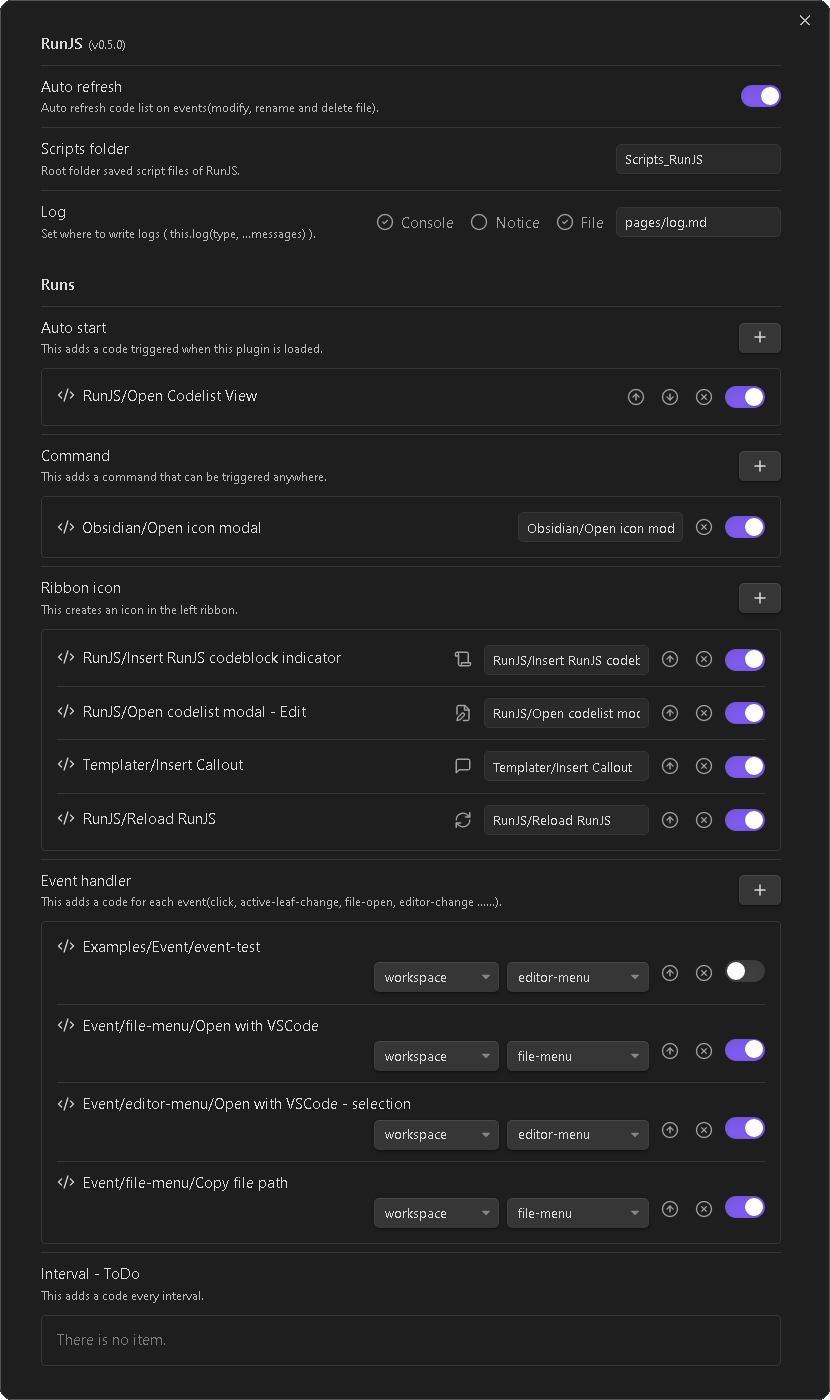 Obsidian-RunJS setting