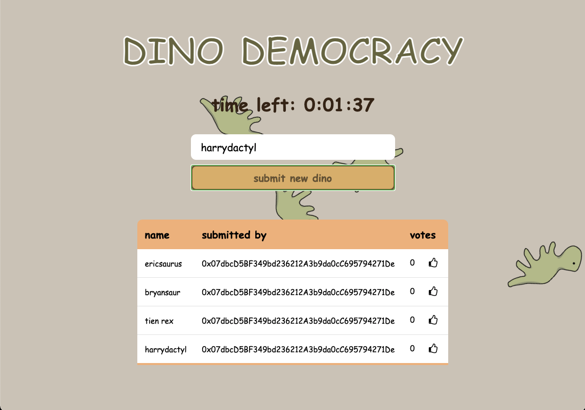 submitting a new dino name