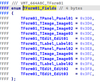 Field Table in IDA Enum