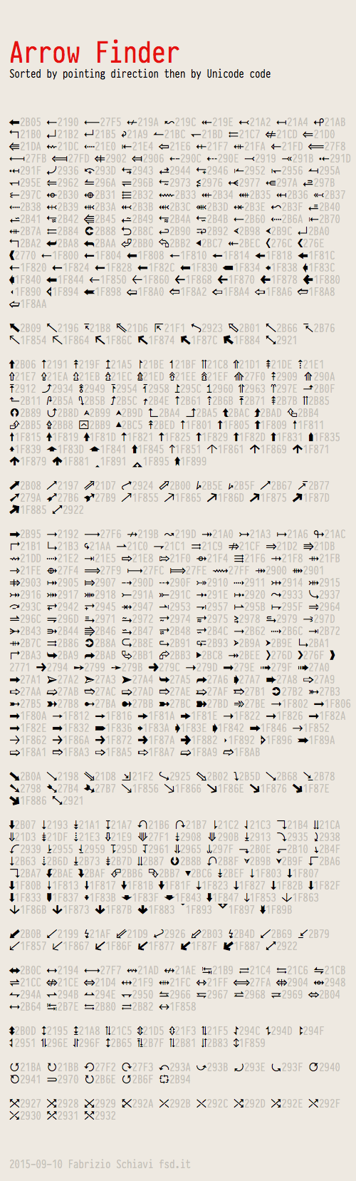 Arrows finder set in PragmataPro font