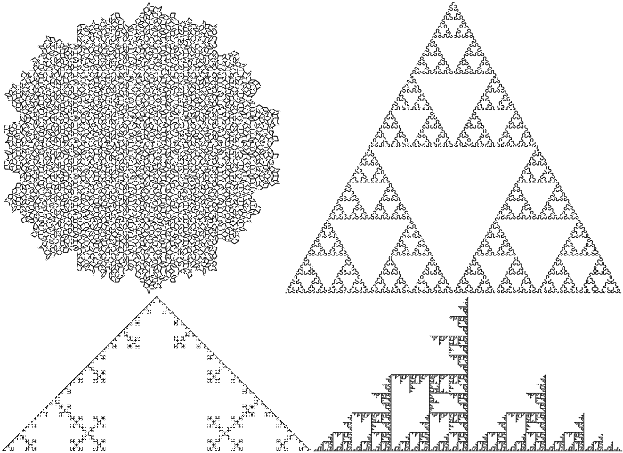 Penrose Tilings, Arrowhead Gasket, Koch Square figure and L-system with recursion