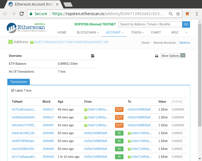 Address Transaction History on Etherscan