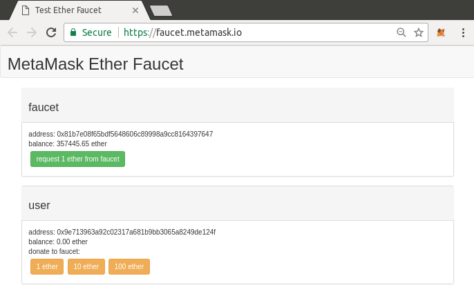 MetaMask Ropsten Test Faucet