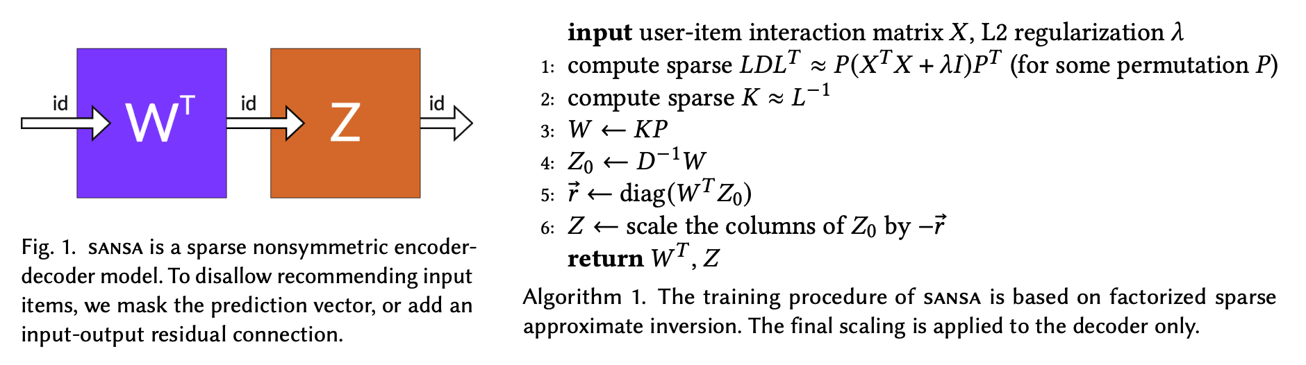 Architecture and training procedure of SANSA