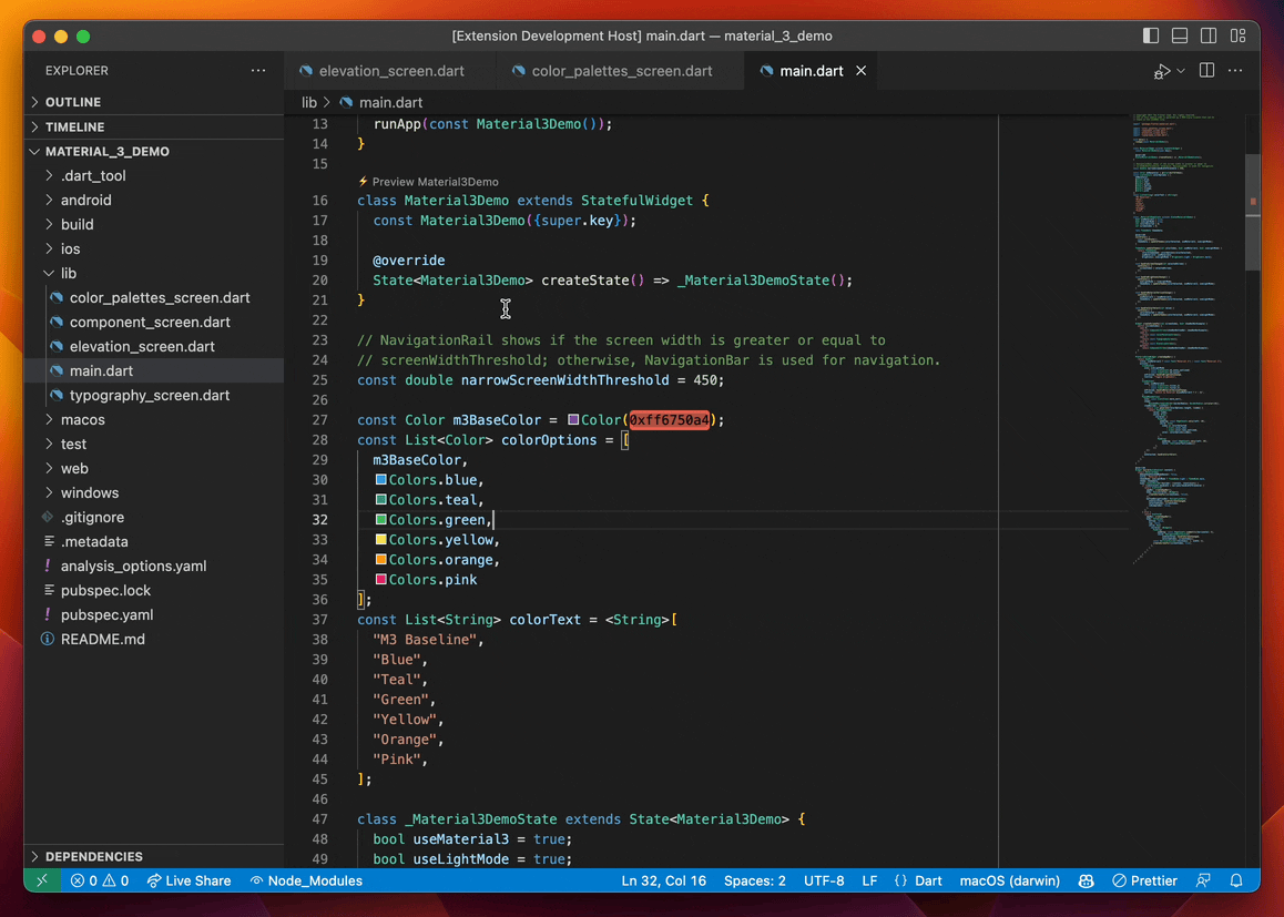 Grida VSCode Extension Flutter Widget Preview Demo