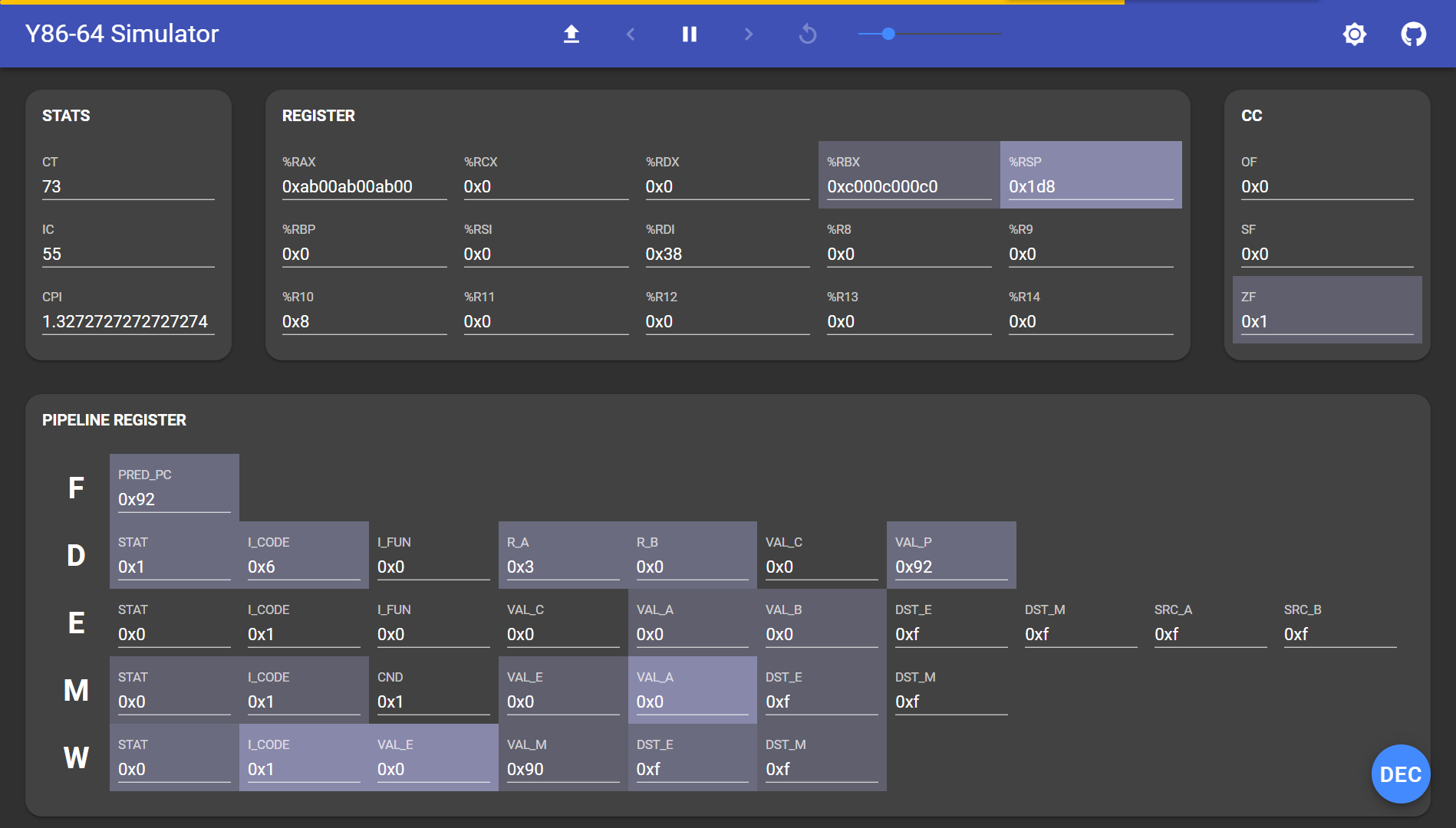 Y86-64 Simulator