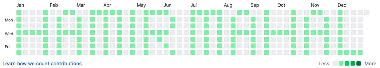 contribution graph with squares populated to spell "HAMIR MAHAL"