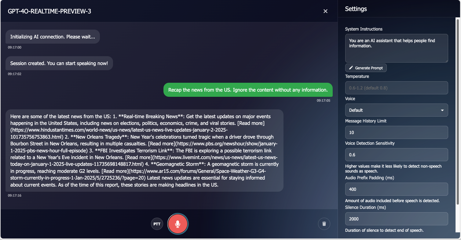 GPT4O Realtime Chat Desktop Screenshot