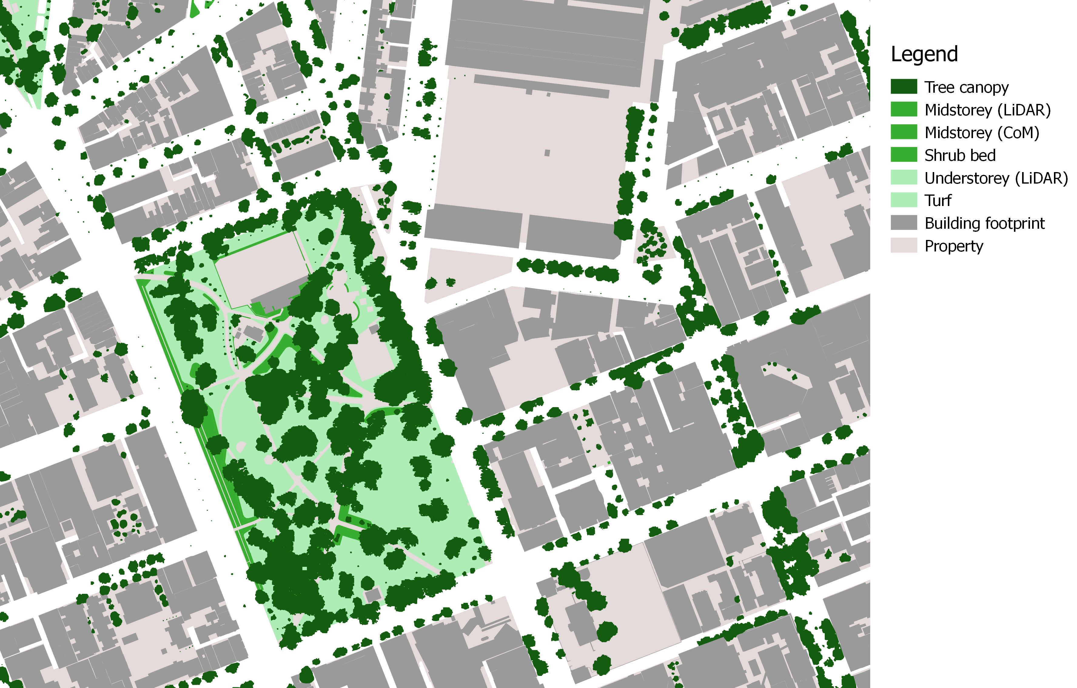 GIS layers around Fitzroy Gardens, Melbourne, Australia