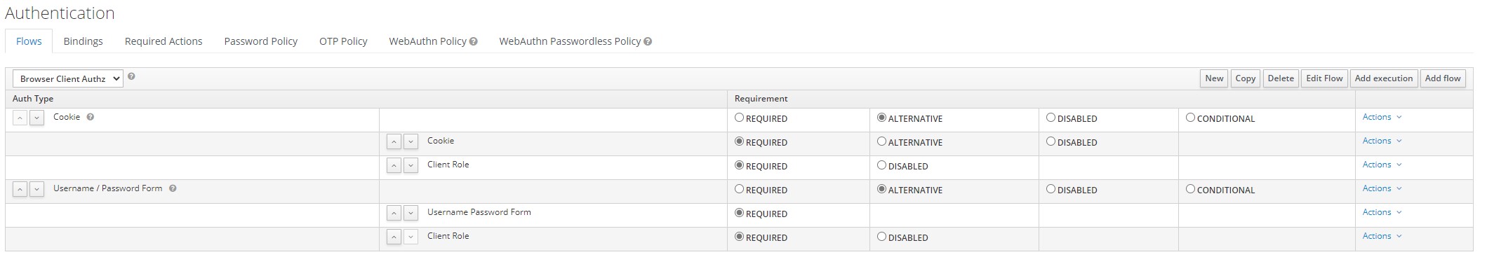 screenshot of example flow setup