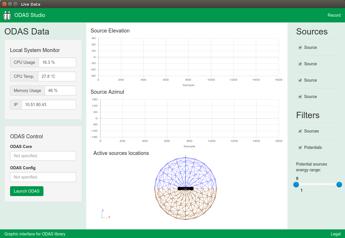 ODAS Studio main screen screenshot