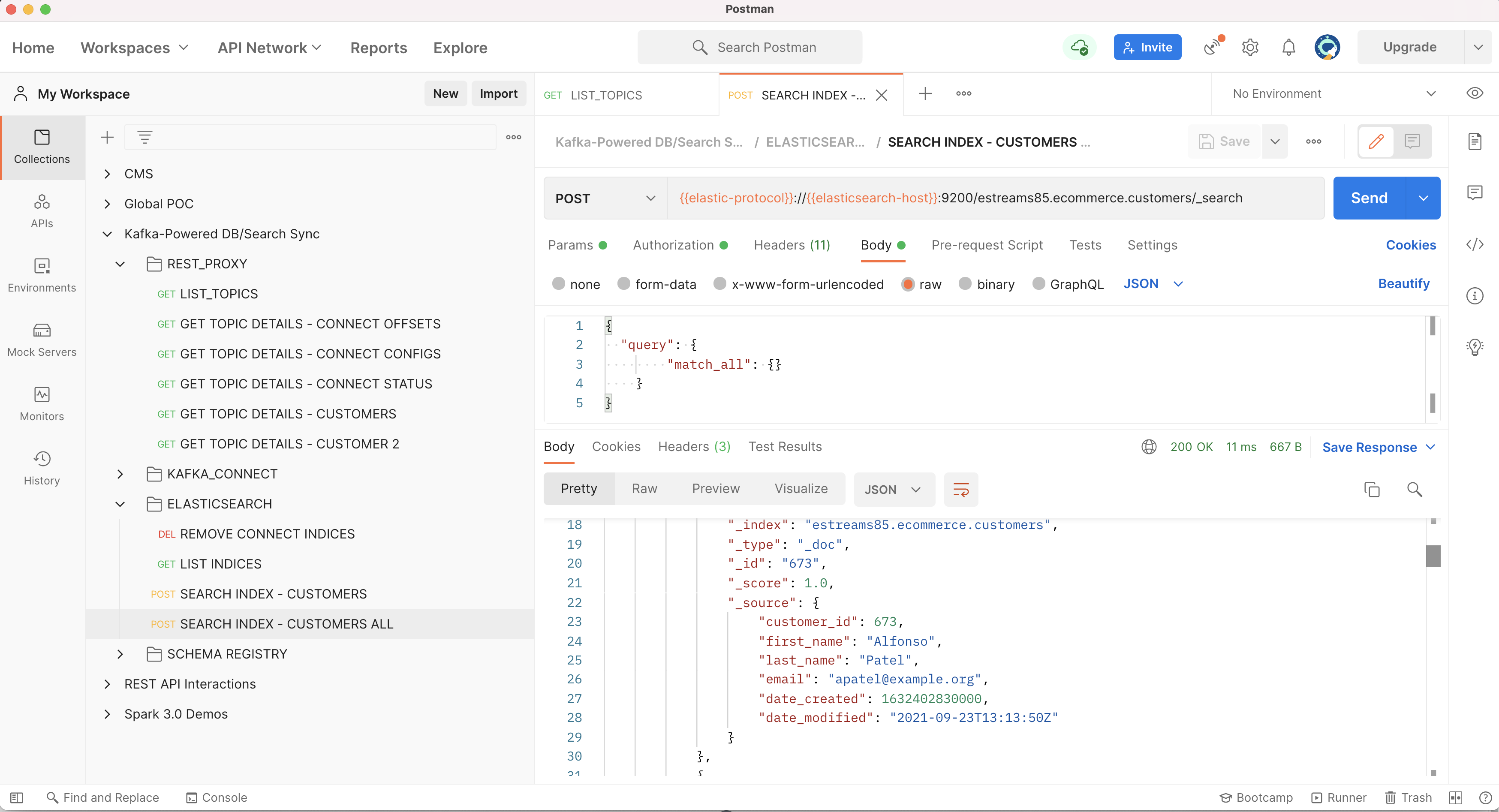 ElasticSearch Queries Kafka Connect