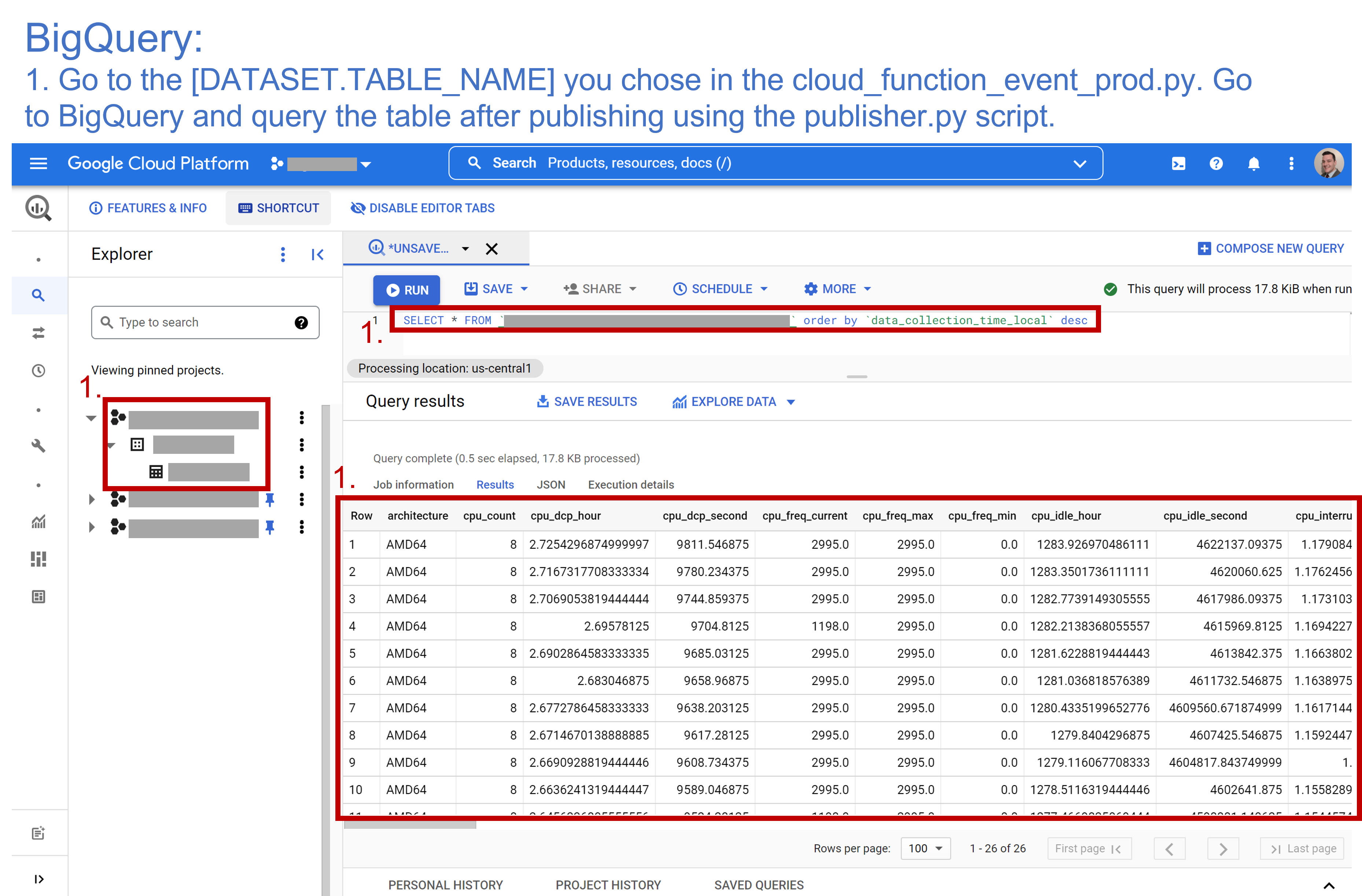 use BigQuery to query the stats