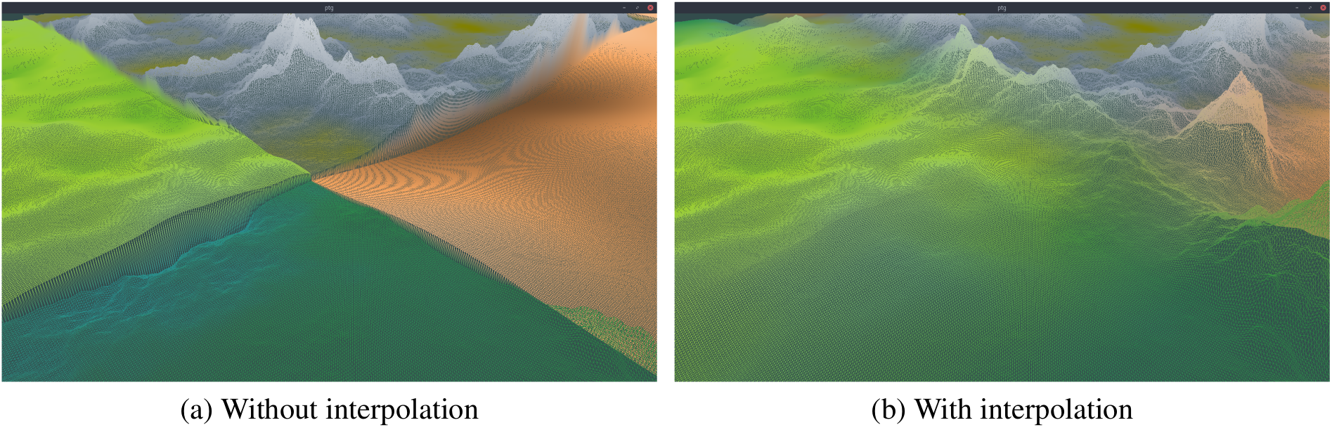 Discontinuous terrain and another continuous